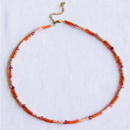 Perlenkette mit Facette - Orange/Lachs/Rosa