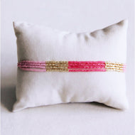 Miyuki -Armband Quadruple - Pink/Magenta/Goldplattierter