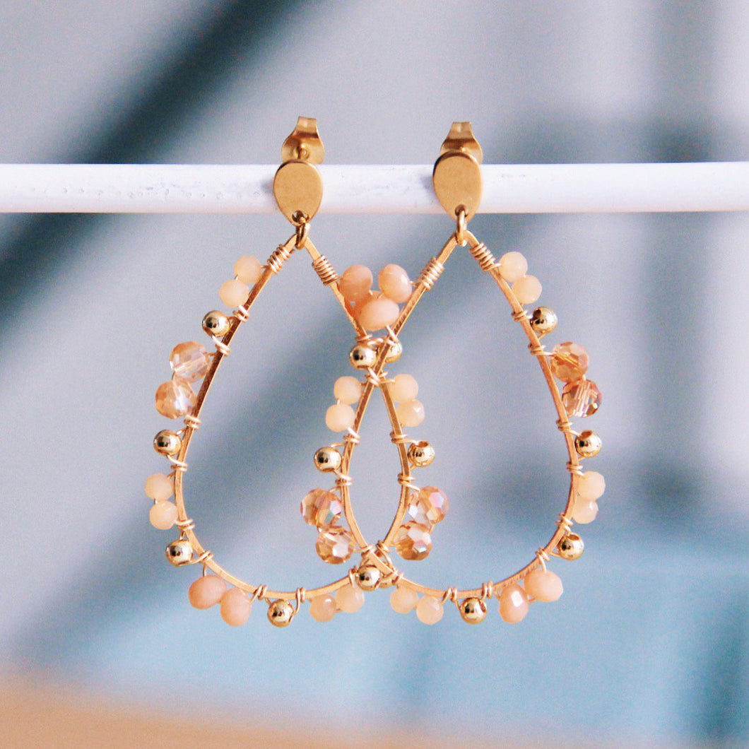 Lassen Sie den Ohrring mit Facetten fallen - Orange/Pfirsich