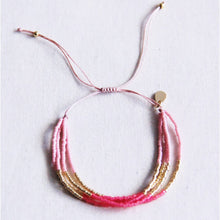 Lade das Bild in den Galerie-Viewer, Miyuki -Armband Quadruple - Pink/Magenta/Goldplattierter
