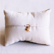 Satin -Einzelgurt mit gepunkteter Ring, Perle und Herz