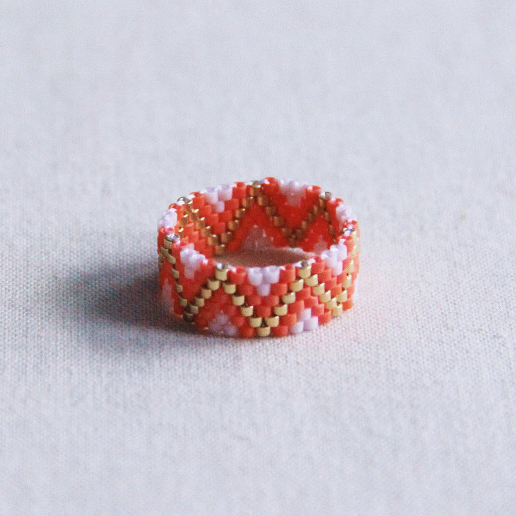 Webenring im Zickzack - lila/orange