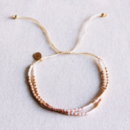 Doppel -Miyuki -Armband - Nackt/Weiß/Taupe